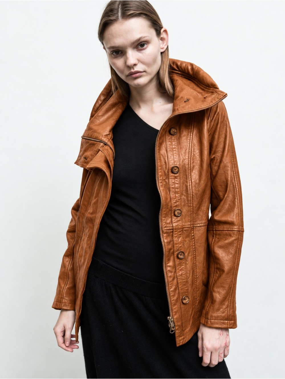 Nicholas K Brock Tobacco Brown Leather Jacket Size XXL